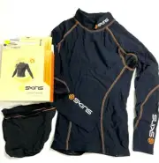 $140 SKINS Mens Snow Thermal Long Sleeve Compression Shirt Sz S NWT Ski Black
