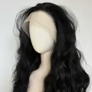 Long Wavy Layered T Lace Frontal Wig Heat Resistant Hair Women Off black