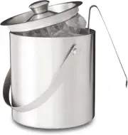 round Bucket with Lid, Tongs, Ice Cube Container for Bars and Parties, 2 L, Wine