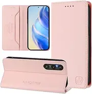 Compatible with Sony Xperia 1 V 5G XQDQ62 Magnetic Closure Wallet case Cover,Compatible with Sony Xperia 1 V 5G XQDQ62 Flip Kickstand Case Pink