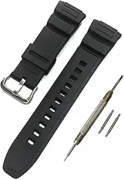 [Rihahisy] 16mm Resin Waterproof Replacement Watch Band/Men's Rubber Strap for Casio MCW-100H WS-220 HDD-S100