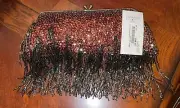 Nwt Tahari Black Fringe Beaded and Copper Sequin Purse Crystal Closure MSRP $88