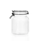 Lemon & Lime Fido Stripe CLR 17.5cm/1.4L Glass Clip Jar Food Container Canister