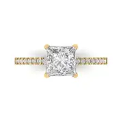 14K Yellow Gold Accents Promise Ring, 1.62 ct Princess Cut Simulated Diamond