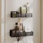 2 Pack Magnetic Spice Rack for Refrigerator, Black Magnetic Shelf and Fridge ...