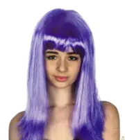 LONG WIG Straight Party Hair Costume Fringe Cosplay Fancy Dress 70cm Womens - Purple (22456)