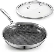 [Cooks Standard] Hybrid Nonstick Frying Pan, 12-Inch Skillet, Multi-Ply Clad Stainless Steel Fry Pan with Tempered Glass Lids, Oven Safe, Compatible with All Stovetops