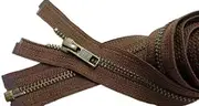 (Length 90cm) - Zipperstop Wholesale YKK - Jacket Zippers YKK 5 Antique Brass- Metal Teeth Separating for Crafter's Special Colour Seal Brown 568 Made in USA -Custom Length (Length 90cm)