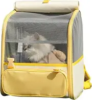 BOSERMEN Cat Backpack, Ventilated Pet Backpack for Travel, Hiking, Outdoor Use, Airline Approved Cat Backpack, Portable Cat Backpack(Yellow)