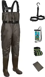 Bootfoot Chest Waders 2-Ply Nylon/Pvc Lightweight Fishing & Hunting Waders with