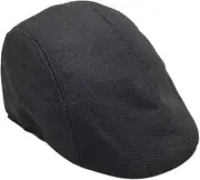 [FARUTA] Casual Beret Flat Cap, Unisex Women Men Vintage Flat Top Cap Breathable Running Sport Caps Soft Lined Newsboy Flat Cap Driving Cap Classic Ivy Hat Cap(Black)