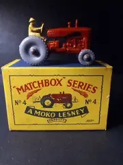 Matchbox #4B Massey Harris Tractor 1957 Rare GPW In Solid Original B2 Box