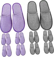 IWOWHERO 10 Pairs Disposable Fluffy Slippers for Guests Home Indoor Skid-resistant Slippers Women Men