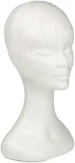 Krafters Korner Large Female Foam Head, Lightweight, Easy To Carry Away, Great for Styling Wigs, Hair Jewelry Headset Glasses Display Stand Tool - White (H-35CM BASE-20CM)