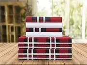 Elegant Comfort Luxury Soft Bed Sheets Plaid Pattern 1500 Thread Count Percale Egyptian Quality Softness Wrinkle and Fade Resistant (6-Piece) Bedding Set, Queen, Burgundy