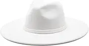 [Hcclijo] 9.5CM Women Men Big Wide Brim Imitation Wool Fedora Hat British Style Winter Gentleman Lady Jazz Hats