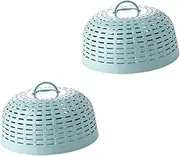 Ciieeo 4pcs Round Hollow Food Cover Dust for Home Use Made from Practical Heightened Design Blue Green Color