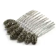 Hand Made Hair Jewelry swarovski crystal Almond-Shaped Cluster Comb, Black