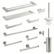 Brushed Nickel Towel Rack Rail Toilet Brush Paper Roll Holder Hook Square/Round