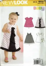 New Look Sewing Pattern 6037 Dress Toddler Girls Size NB-L