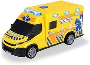 Dickie Toys - Iveco Daily Ambulance (Yellow, 18 cm) - Rescue Vehicle with Light, Sound & Toy Accessories (Including Batteries), Toy Car for Children from 3 Years