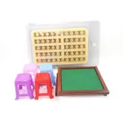 1:12 Dollhouse Scenes Miniature Chinese MahJong Set Table Stools Furniture