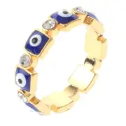 Gold Tone Gold Plated Ring With Evil Eye & Clear Rhinestone BSG743-BU6