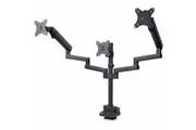 StarTech.com Triple Monitor Desk Mount For Up To Three 27in Screens, VESA 75x75/100x100, Tool-Less Arm Adjustments, C-Clamp/Grom