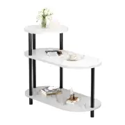NNETB White Stone Pattern Side Table with Upgraded Thick Wooden Legs