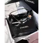 頂級二手 CHANEL 香奈兒 22包 購物袋 小號/中號 黑色 肩背包 單肩包 斜背包 手提包 購物包 AS3261