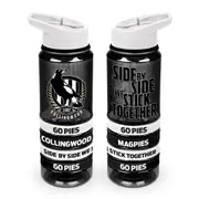 AFL Tritan Drink Water Bottle 650ml - Collingwood Magpies - 4 Wrist Bands -Straw