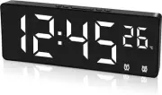 Alarm Clock for Bedroom, Desk Digital Clock,Mirror Clock,LED Display Black