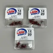 EAGLE CLAW (3 PACK) 3X Treble Regular Round Bend Hook Red #12 20pc L934RDT-12