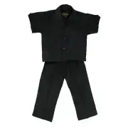 Infant Black Linen / Rayon Set 9008-BLK Shirt with Pocket & Pants 12M, 18M & 24M