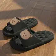 Summer Women Men's Slippers Bear Black Indoor Bath Thick Platform Non-slip Home