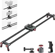 [NEEWER] 24in/60cm Carbon Fiber Camera Slider with 360° Ball Head/Phone Clamp/Action Camera Mount, Dolly Rail Track with 4 Bearings & Adjustable Legs, Compatible with GoPro Insta360 iPhone Android, CS2M