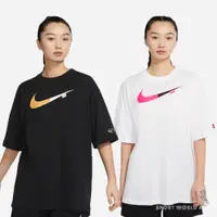 在飛比找蝦皮商城優惠-NIKE 女 短袖 棉質 超寬鬆 大LOGO 黑 DX629