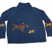 34 NWT Pendleton Fox Hunt Chunky Collar Sweater Horse Dogs Intarsia Intarsia 1X
