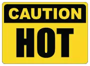 OSHA CAUTION : HOT| Laminated Vinyl Decal Sticker Label