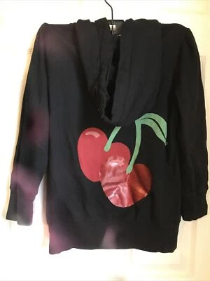 Juicy Couture Black Hooded Pullover Sweatshirt Sz P Women Hoodie NWT
