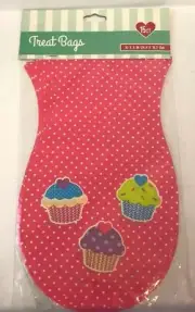 15 Count Pink With White Polka Dots And 3 Cupcakes Treat Bags 10x6 Inches