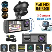 1080P 3 Lens Car Dash Cam Front/Rear/Inside Video Recorder Camera G-sensor