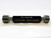 NEW 7/8 14 UNF 3B THREAD PLUG GAGE .875 GO NO GO P.D.'S = .8286 & .8339 QUALITY