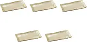 Set of 5, Yellow Ash Glazed Hottke Dish, 12.4 x 6.6 x 1.0 inches (31.3 x 16.8 x 2.5 cm), Large Rectangular Plate, Setomonohonpo, Set