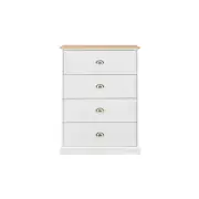 Hampton Elegant Chest of 4-Drawers Tallboy Storage Cabinet - White/Natural - White