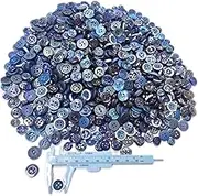 Kovolala 800-1000pcs Hand-Painted Royal Blue Mixed 9-12mm Small Buttons with Plastic Caliper - Bulk Mini Buttons for T-Shirt & Shirt Sewing, DIY Crafts, Kids' Crafts & Button Painting Art (Deep Blue)