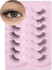 Onlyall Half Eyelashes Corner Natural Look Lashes Half Lash Wispy End Eyelash Corner 3/4 Lashes Clear Band Reusable 7 Pairs C18