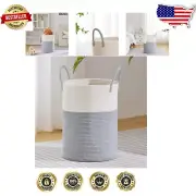Elegant 72L Grey Round Cotton Rope Hamper - Ideal for Blankets, Toys & Clothes