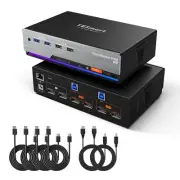 TESmart DP KVM Switch 2 Monitors 2 Computers 8K@60 4K 144Hz (DKS202-M24-USBK)