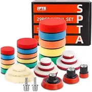 SPTA 29pcs Drill Buffing Pad Detail Polishing Pad Compound Kit with M14 Thread Backing pad & Adapters for Car Sanding, Polishing, Waxing, Sealing Glaze